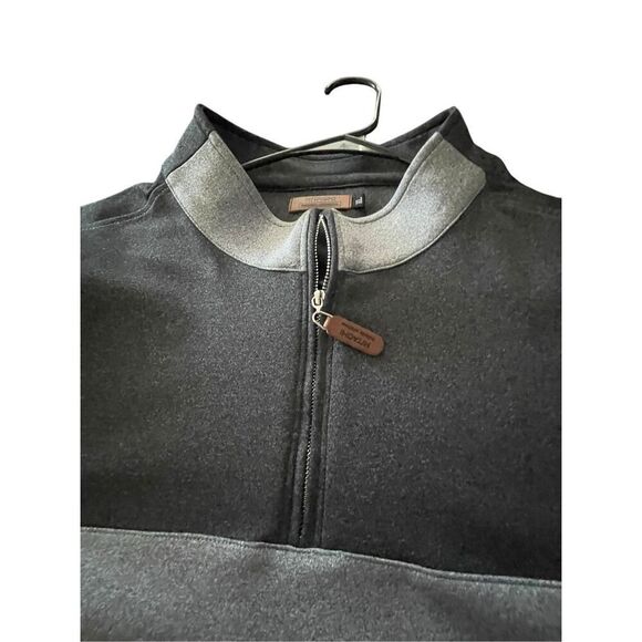 Hitachi Mens Gray Black Mock Neck Colorblock Long Sleeves Half Zip Sweater XL - Picture 4 of 10